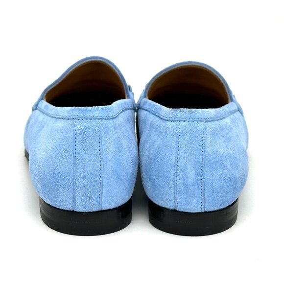 Gucci Jordaan Horsebit Bit Suede Slip On Loafers Flat Shoes Glacial Blue - Picture 9 of 15